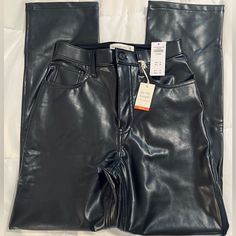 Brand New With Tags. Abercrombie 90s Straight Ultra High Rise Black Vegan Leather Pants. Size 26 Short (Size 2 Women’s). Never Worn. Black Straight Leg 90s Pants, 90s Black Straight Leg Pants, 90s Style Full-length Black Pants, Black Full-length 90s Style Pants, 90s Style Black Pants, 90s Straight Leg Pants For Fall, 90s Style Straight Leg Pants For Fall, 90s Style Fitted Black Pants, 90s Style Fall Pants