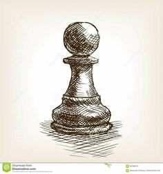 a hand drawn chess piece on a white background stock photo - image 349784