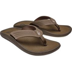 We've got a pretty specific shape to our feet, and the Ulele Flip Flop helps us accommodate that with its wide toe box and taller arch. This anatomical shape, plus its smooth midsole and footbed, lend us the comfort we've longed for while bumming on beaches and boating with buddies. Brown Flip Flops With Ortholite Insole, Brown Flip Flops With Arch Support And Round Toe, Brown Flip Flops With Arch Support, Brown Slip-on Flip Flops With Arch Support, Brown Synthetic Flip Flops With Textured Footbed, Gear Head, Boating, Flip Flop, Flip Flops