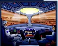 an image of two people in a car with the words welcome to mars on it