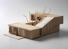 a wooden structure that has been cut into pieces and placed on top of each other