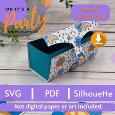 an open box with the words party printed on it and instructions for how to fold