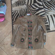 Ralph Lauren Rare Deer Leather Beaded Fringed Jacket Size Xl Brand New Chest Apprx 46 Around Fits Xl-1x Fall Festival Long Sleeve Leather Jacket, Long Sleeve Leather Jacket For Fall Festivals, Bohemian Long Sleeve Leather Jacket For Fall, Bohemian Long-sleeve Leather Jacket For Fall, Long Sleeve Outerwear With Beaded Fringe For Spring, Bohemian Winter Outerwear With Beaded Fringe, Beaded Fringe Long Sleeve Outerwear For Spring, Spring Embellished Leather Jacket With Long Sleeves, Bohemian Long Sleeve Leather Jacket With Fringe