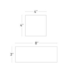 a drawing of a square and rectangle with measurements for the top, bottom and bottom