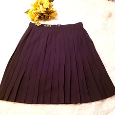 Escada By Margaretha Ley Beautiful Dark Eggplant Pleated 90s Vintage Skirt. Retailed At $680 Gently Used Condition Fabric 55% Polyester, 45% Schurwool/New Wool Size European 44 = Size 14 Usa See Pictures For Conversion Chart. Approximate Flat Lay Measurements: Waist 17" Hips 20.25" Length 24" Long Dark Purple Skirt, Vintage Purple Lined Skirt, Vintage Skirt, Eggplant, Womens Skirt, Wool, Purple, Women Shopping, Fabric