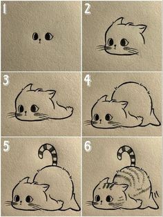 step by step instructions to draw a cat