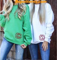 Back to School Sewing: Adorable Outfits & Practical Gifts Winter Monogram Long Sleeve Sweatshirt, Winter Long Sleeve Monogram Sweatshirt, Casual Monogram Sweatshirt For Fall, Casual Monogram Crew Neck Sweatshirt, Fall Monograms, Thick Sweatshirt, Lululemon Sweatshirt, Monogram Sweater, Applique Sweatshirt