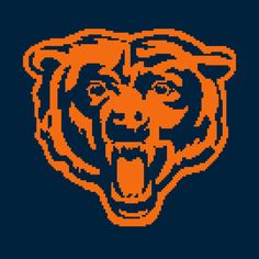 an orange and black bear head on a blue background with the word bears in it's center