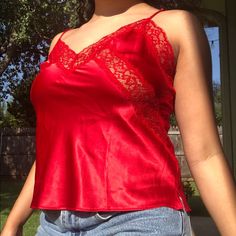 Brand New Never Worn! Tags Are Still Attached! Size Small Victorias Secret Red Silk & Lace Camisole! No Flaws! Victoria's Secret V-neck Top For Party, Fitted Red V-neck Camisole, Red V-neck Camisole For Party, Victoria's Secret V-neck Summer Camisole, Victoria's Secret V-neck Camisole For Summer, Victoria's Secret V-neck Party Top, Chic Red Camisole For Night Out, Victoria's Secret Spring Party Camisole, Victoria's Secret V-neck Camisole For Party