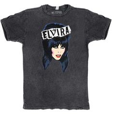 One way or another you need to get your hands on the Elvira Punk Pop Art Vintage Tshirt! This exclusive shirt features a pop art Mistress of the Dark inspired by punk rock icon Debbie Harry from Blondie. Printed on premium mineral washed tee to look just like your favorite vintage t-shirt. Hand printed and designed in Los Angeles by Elvira's Official Bootique. PLEASE NOTE: Vintage wash achieves its authentic look and feel through special dye and mineral wash processes, which create unique and na Washed Black Band Merch T-shirt With Graphic Print, Edgy T-shirt With Front Print For Alternative Fashion, Edgy Acid Wash T-shirt For Alternative Fashion, Washed Black Punk T-shirt With Graphic Print, Punk Style Washed Black T-shirt With Graphic Print, Alternative Style Washed Black Graphic T-shirt, Edgy Washed Black Screen Print T-shirt, Punk Washed Black Tops With Graphic Print, Edgy Washed Black T-shirt With Screen Print