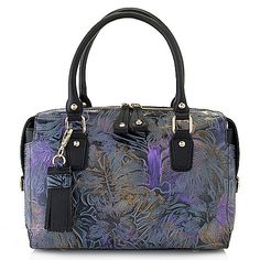 With a beautiful floral tooled detailing  this Madi Claire Angelina satchel brings an elegance to your day-to-day looks. It features an oversized flat tassel and a double zipper top closure. Both the interior and exterior of this bag offer enough pockets to help keep your daily essentials organized  making it the perfect addition to your handbag collection. Elegant Leather Shoulder Bag With Floral Print, Slouch Bags, Crossbody Satchel, Handbag Collection, Front Wall, Large Handbags, Fabric Floral, Tool Bag, Chic Handbags