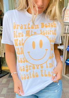 All these places make me “smiley”. How about you? unisex fit amazingly soft model is wearing a small Latest T Shirt, Pink Lemonade, Tshirt Outfits, T Shirts With Sayings, Happy Places, Aesthetic Clothes, Smiley, Shirt Style, Lilac