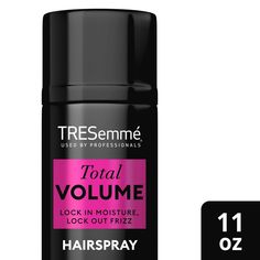 Need a volumizing hairspray with extra hold that really lasts? TRESemmé Total Volume Hair Spray delivers all-day hold for voluminous, lifted hairstyles. It can take time to style your hair, so it’s essential to secure your looks in place with hair styling products that provide maximum hold without stickiness. Formulated with collagen and Vitamin B5, this volumizing spray, powered by Pro Lock Tech™, achieves maximum hold and lift without stiffness, so hair still feels flexible. For the best resul Tresemme Hair Products, Tresemme Hairspray, Tresemme Shampoo, Anti Frizz Spray, Hair Volume Spray, Volumizing Spray, Lock Out, Hairstyling Products, Hair Styling Products