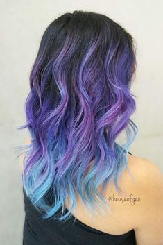 Purple Hair, Blue Hair, Wavy Hair, Blue And Purple, Highlights, Hair Color, Purple