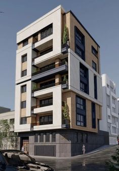 an artist's rendering of a two story apartment building