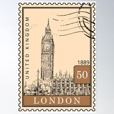 a postage stamp with the big ben clock tower in london, england on it's front