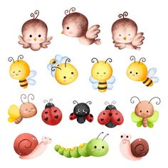 a bunch of cute little bugs and caters