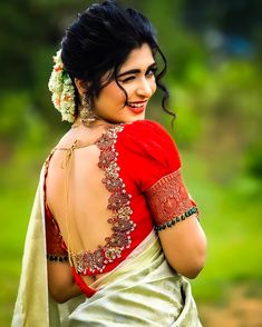 Cream Color Saree, Aditi Prabhudeva, Green Preset, Saree Red, Stylish Dpz, Half Saree Designs, Glamour Photo