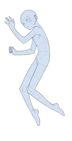 a drawing of a man running in the air