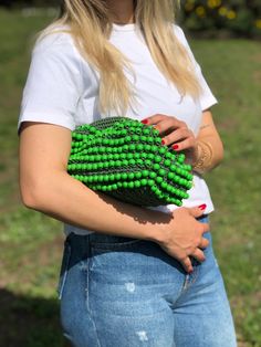 Crochet Raffia Clutch Bag, Beaded Clutch, Emerald Crochet Purse, Woven Dumpling Bag, Raffia Clutch, Natural Raffia Clutch, Crochet Summer Bag, Summer Wedding Party Bag, Personalized Gift HANDMADE RAFFİA CLUTCH BAG Inspired by nature sustainable fashion ✅Any woman must have this bag for every fashionista.Whether you keeping it to yourself or gifting someone you care, it will be unforgettable. Daily use, a fashionable women's accessory for special occasions ✅I made this beautiful clutch from natur Green Beaded Bag For Summer, Summer Green Beaded Bag, Green Beaded Shoulder Bag For The Beach, Green Beaded Shoulder Bag For Beach, Summer Beach Beaded Clutch, Beaded Rectangular Beach Clutch, Green Clutch For Everyday Use In Summer, Green Beach Clutch For Summer, Casual Handmade Clutch For Summer