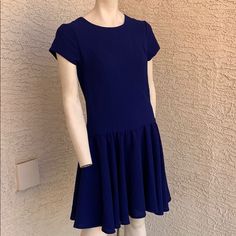 Beautiful Royal Blue Dress...Classic Shape With Full Skirt... Zips In Back...New With Tags. Measurements Lying Flat Under Arm To Under Arm 17 Inches Length 33 Inches Sleeve 5.5 Fits Like A 10 Blue Fitted A-line Mini Dress, Blue Short Sleeve Stretch Dress, Fitted Royal Blue Casual Mini Dress, Blue Midi-length Dress With Fitted Waist, Royal Blue Fitted Casual Mini Dress, Blue Short Sleeve Stretch Mini Dress, Casual Fitted Royal Blue Mini Dress, Casual Royal Blue Fitted Mini Dress, Blue Stretch Lined Dress