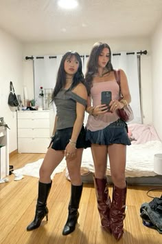 @jadelincou @kkathrynlin Pink Mesh Top, Going Out Outfit, Earthy Outfits, Red Bag, Red Boots, Inspo Outfit, Off Shoulder Top, Going Out Outfits