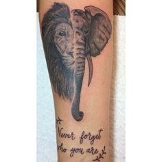 an elephant with a quote on its arm that says never forget and you are brave