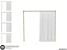 an image of a white curtain with bamboo poles in the middle and four sections on each side