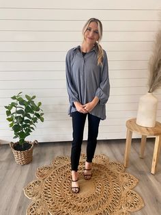 This high quality oversized dolman sleeve top features long sleeves, side slits, and functional buttons. Pair with leggings and your favorite fall booties for an effortlessly chic outfit! Since this is oversized, we would suggest sticking with your normal size. 80% Rayon, 20% Nylon Oversized Long Sleeve Tunic For Day Out, Casual Fall Loungewear Tunic, Casual Fall Tunic For Loungewear, Fall Batwing Sleeve Relaxed Fit Blouse, Fall Relaxed Fit Batwing Sleeve Blouse, Batwing Sleeve Blouse For Work In Fall, Casual Batwing Sleeve Tunic For Fall, Casual Batwing Sleeve Long Sleeve Top For Fall, Casual Batwing Sleeve Top For Fall