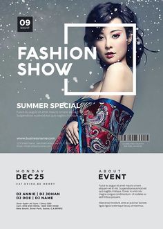 Fashion Show Poster Template Free: The 1st Great Fashion Show Flyer Design Example by Two Package. Fashion Show Flyer Design, Fashion Brand Poster, Fashion Flyer Design, Magazines Design