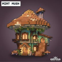 an image of a house made out of lego bricks with the words mint mush on it