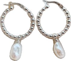 Olivia Silver Pearl Beaded Hoop Earrings - Adorned by Ruth Pearl Teardrop Hoop Earrings With Pearl Drop, Silver Teardrop Hoop Earrings With Pearl Charm, Silver Small Hoop Earrings With Pearl Charm, Handmade Silver Hoop Pearl Earrings, Small Silver Hoop Earrings With Pearl Charm, Silver Hoop Jewelry With Pearl Drop, Teardrop Pearl Hoop Earrings With Pearl Charm, Silver Teardrop Pearl Hoop Earrings, White Gold Hoop Earrings With Pearl Drop