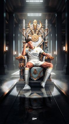 a man sitting on top of a golden throne