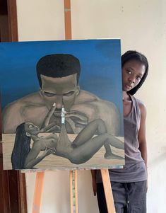 Flirty Reference Drawing, Art That Represents Yourself, Drawings Of Black Women, Aesthetic Things To Paint On Canvas, Art With Message, Bedroom Art Painting, Black Couple Art, Meaningful Drawings, Afrocentric Art