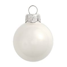 a white christmas ornament hanging on a string