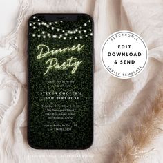 an iphone case with the words it's party time on it and string lights