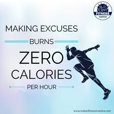 the words making exercises burns, zero calories per hour are shown above a graphic image of a running man