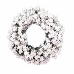 a wreath with white flowers is shown against a white background and looks like it could be used as an ornament