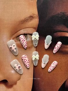 French Tip nails/Press on nails almond/Pink Nails/Pink Press on nails/Trendy nails/False nails/Fake nails/Customized nails/Princess nails/Fairy Nails/Gyaru nails/Pink Nails/Elegant Nails/False Nails/Fake Nails/Glitter Nails/Coffin nails/Long Nails 💌 E A C H  O R D E R  C O N T A I N S -  10 Handcrafted Press-On Nails -  Nail Glue  -  Sticky tabs -  Cuticle pusher -  Nail File/ Buffer 📏S I Z E ？ - Use a tape measure to measure the widest part of the nail diameter - Match the corresponding size chart according to the size of each nail - Recommended to use the largest size if there is no exact match - Customized sizes are supported - Need to select the custom option 🔍U S I N G ? - Clean the surface of the nails, make sure the surface is dry, and use jelly stickers or nail glue to stick the Short Gyaru Nails, Cheetah Nails With Bow, Hello Kitty Cheetah Print Nails, Hello Kitty Leopard Print Nails, Y2k Cheetah Print Nails, Press On Nails Gyaru, Almond Nails Pink, Short Almond Nails, Cow Nails