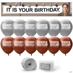 a bunch of balloons that say it is your birthday with the caption's on them