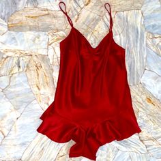 New. Did Not Come With Tags Deep V Neck Romper Style Teddy. Adjustable Straps. Super Sexy Tags Marked/Cut To Prevent Return To Store True Red Color Black Satin Slip Dress, Victoria Secret Slip Dress, V Neck Romper, Black Nightgown, Chemise Dress, Satin Romper, Sheer Mini Dress, Metallic Mini Dresses, Floral Slip Dress