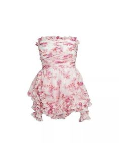 #ad Find ideas and inspiration for Printed Chiffon Mini Dress by Philosphy Di Lorenzo Serafini, Fashion Dresses White Pink Dress, Fame Clothes, Cassie Howard, Cute Formal Dresses, Mini Dress White, Chiffon Mini Dress, Dress Aesthetic, Strapless Mini Dress, Really Cute Outfits