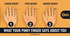 four fingers are shown with the words, what your pinky finger says about you