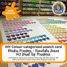 the new crayon color - cateolored swatch card is on display