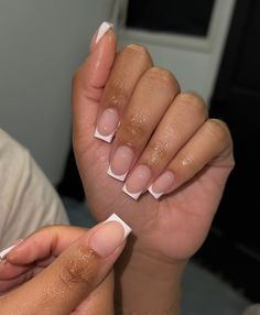 Clear White Short Nails, French Tip Overlay, Short White Tip Acrylic Nails, Overlay Nails, Glow Nails, Classy Acrylic Nails