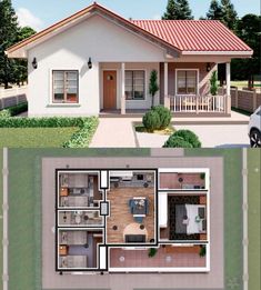 two story house plan with 2 car garage