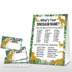 a dinosaur name game with two matching cards