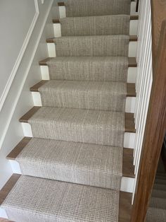 the carpeted stairs are clean and ready for us to use