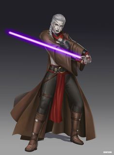 a character from star wars holding a light saber