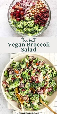 the best vegan broccoli salad with grapes and almonds